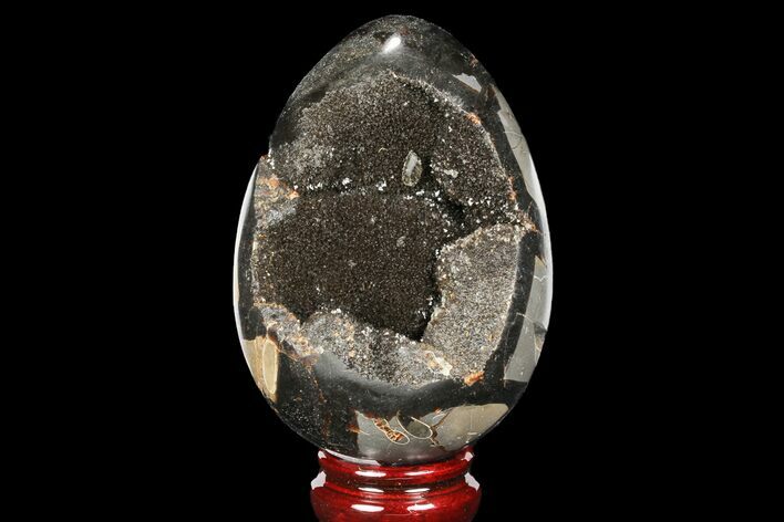 Septarian Dragon Egg Geode - Black Crystals #98838